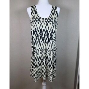 Porto Cruz L Black & White Knit Deep Pocket  Tunic Mini Dress
